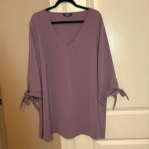 Bloomchic Mauve Knotted Sleeve Blouse